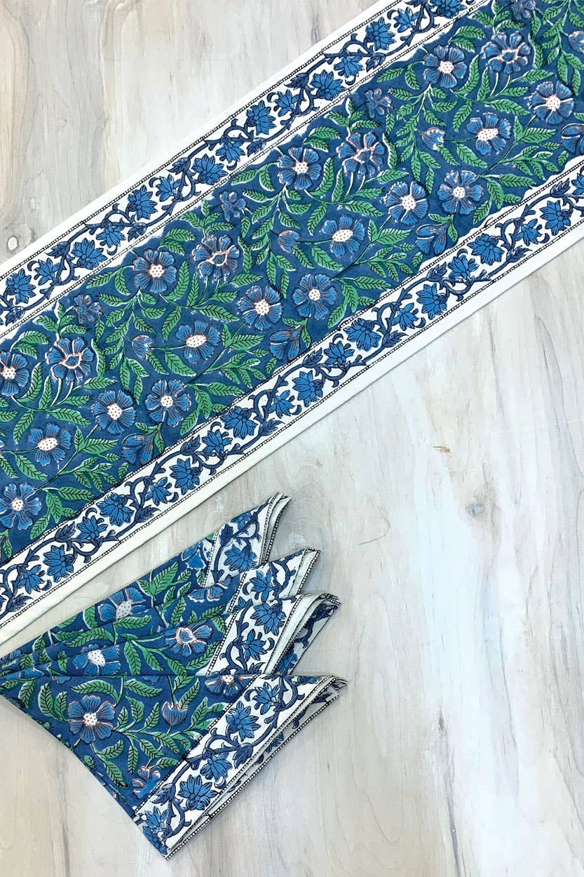 Sage & Blue Table Runner