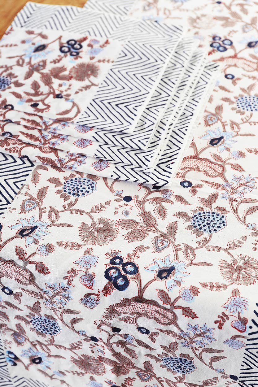 Navy & Mauve Floral Table Runner