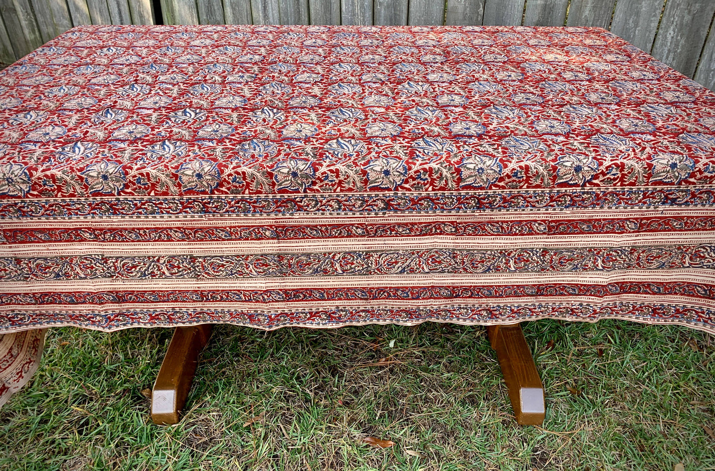 Red & Blue Kalamkari Tablecloth