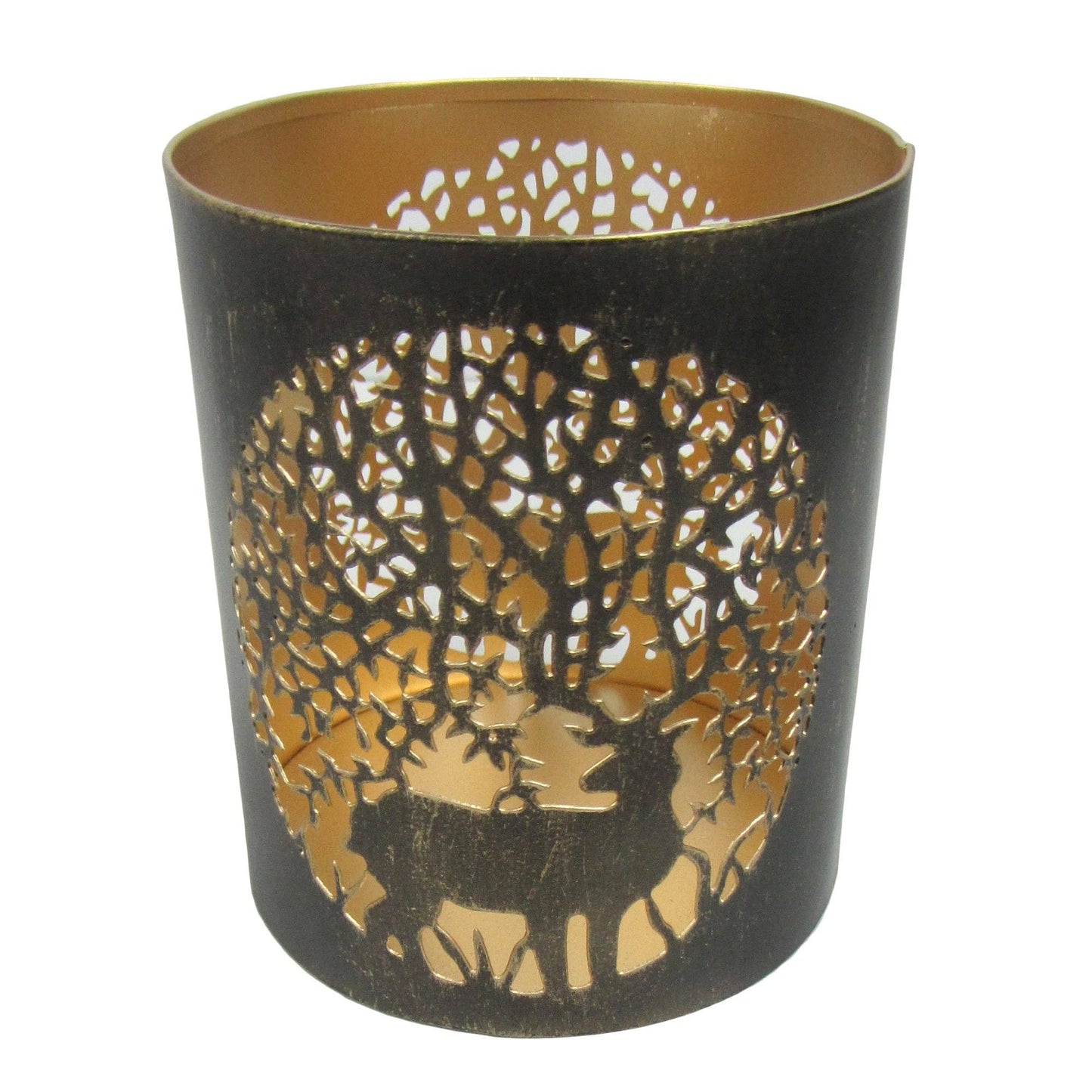 Holiday Reindeer Candle Holder - Antique Metallic Finish