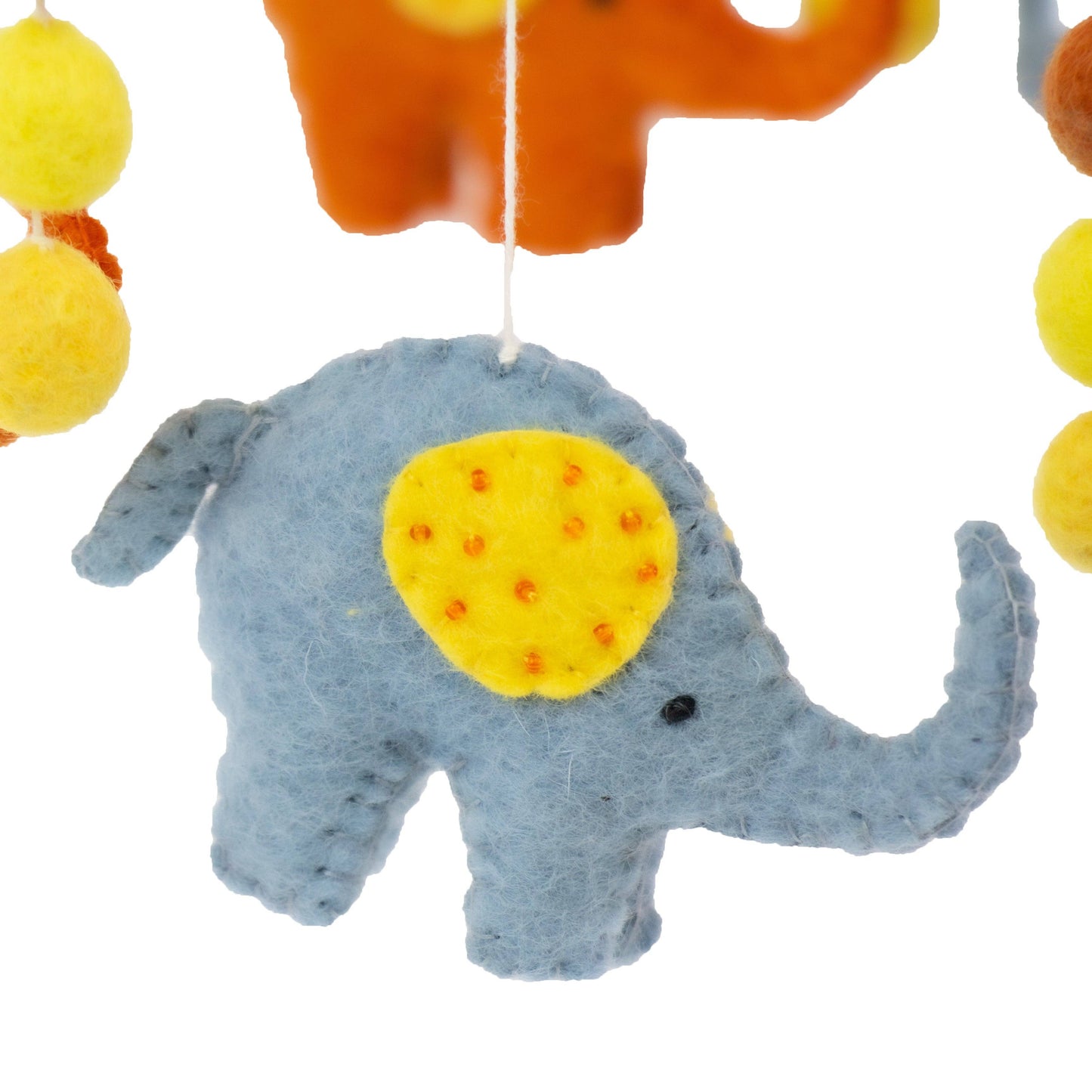 Blue and Orange Elephant Felt Nursery Mobile