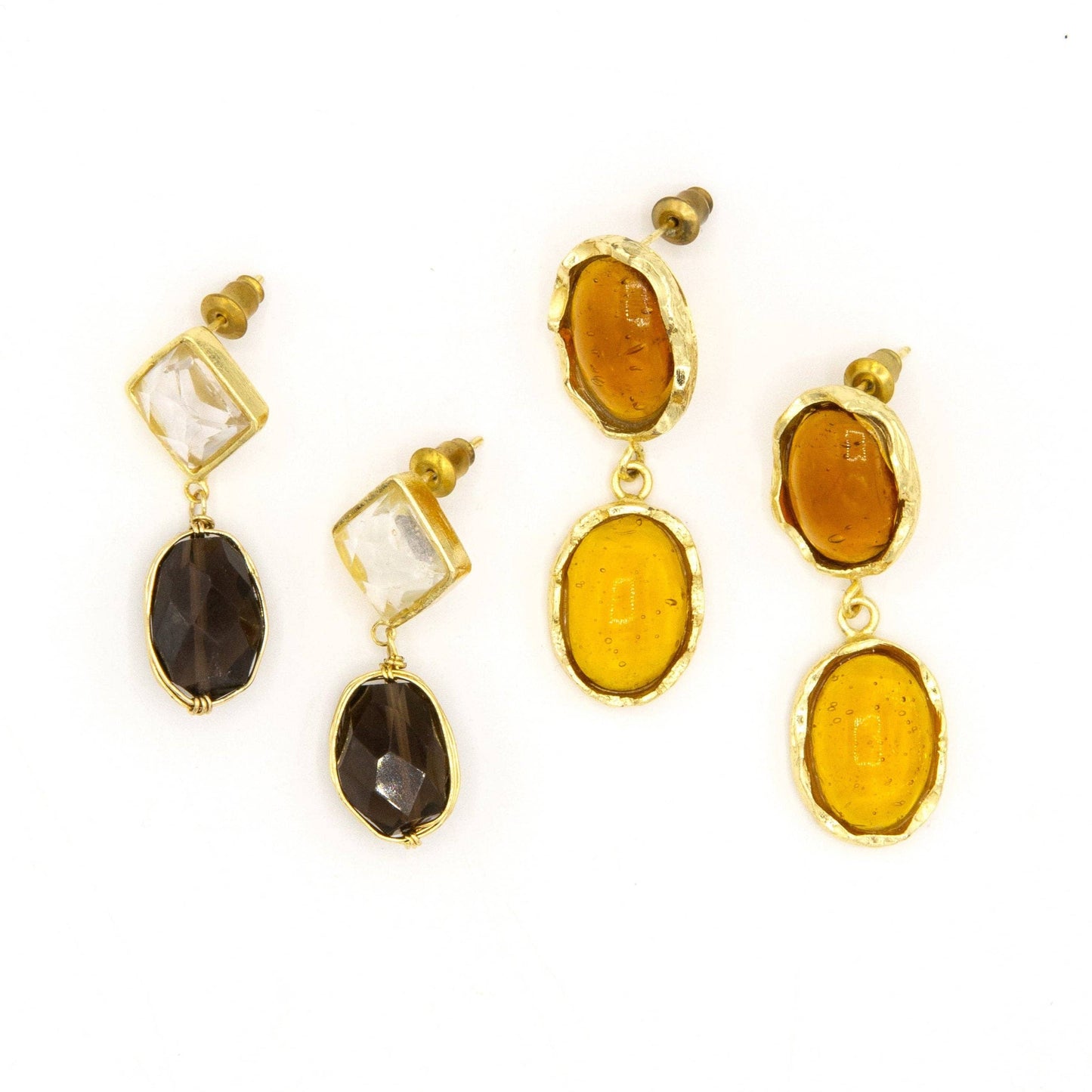 Retro Glitz Stud Vintage Inspired Earrings: Warm