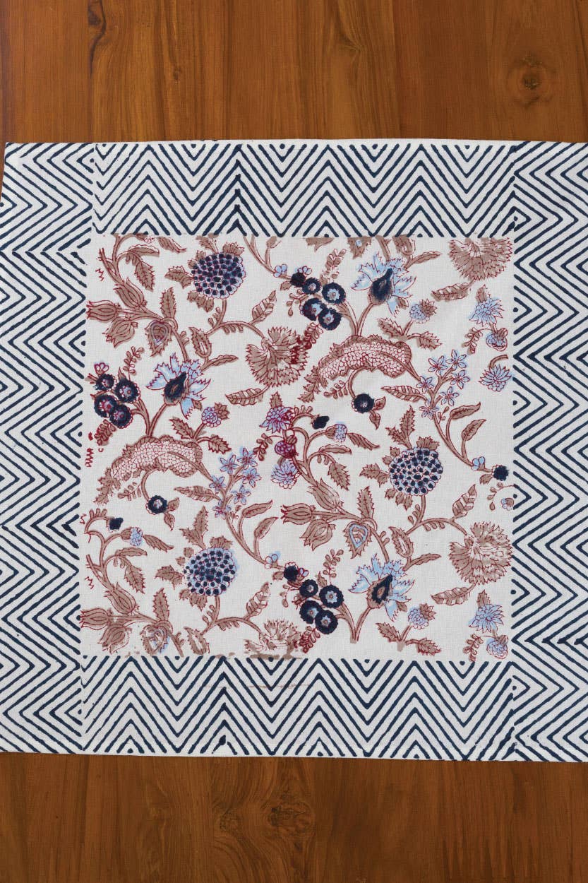 Navy & Mauve Floral Napkin