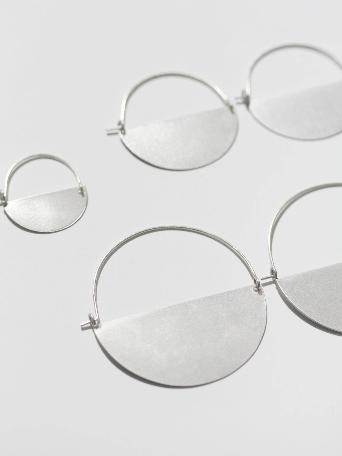 Matte Silver Half Moon Earrings: Small - 1.5"
