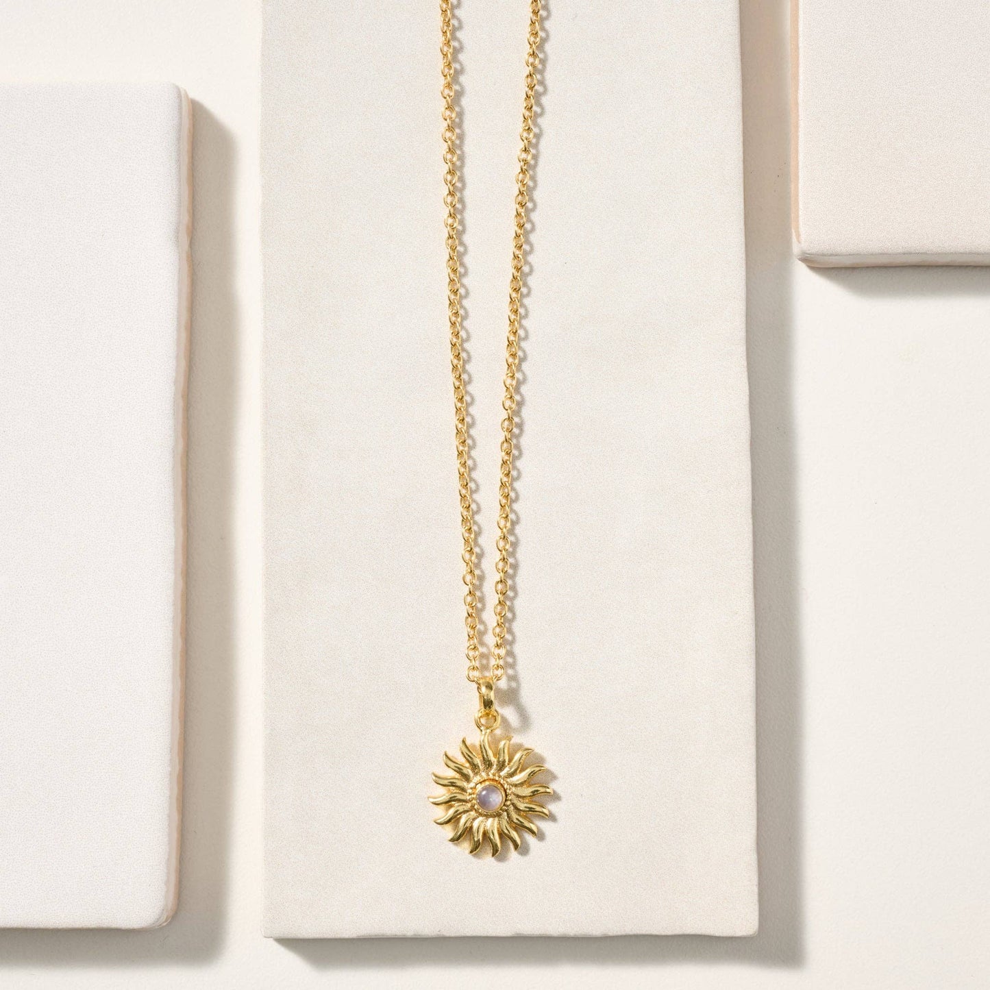 Sunburst Moonstone Pendant Necklace
