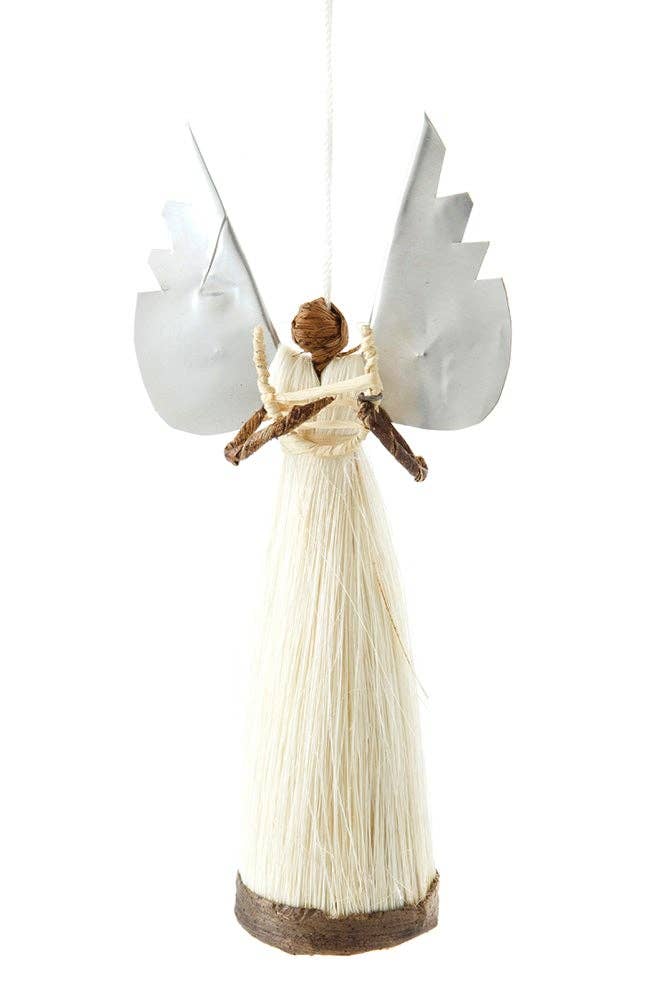 Silver Winged Standing Angel Ornament