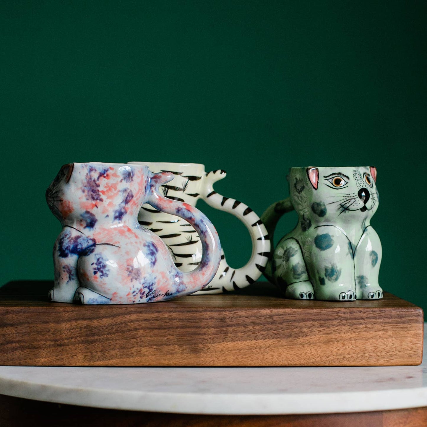 Hand-Painted Fair Trade Guatemalan Ceramic Cat Coffee Mug