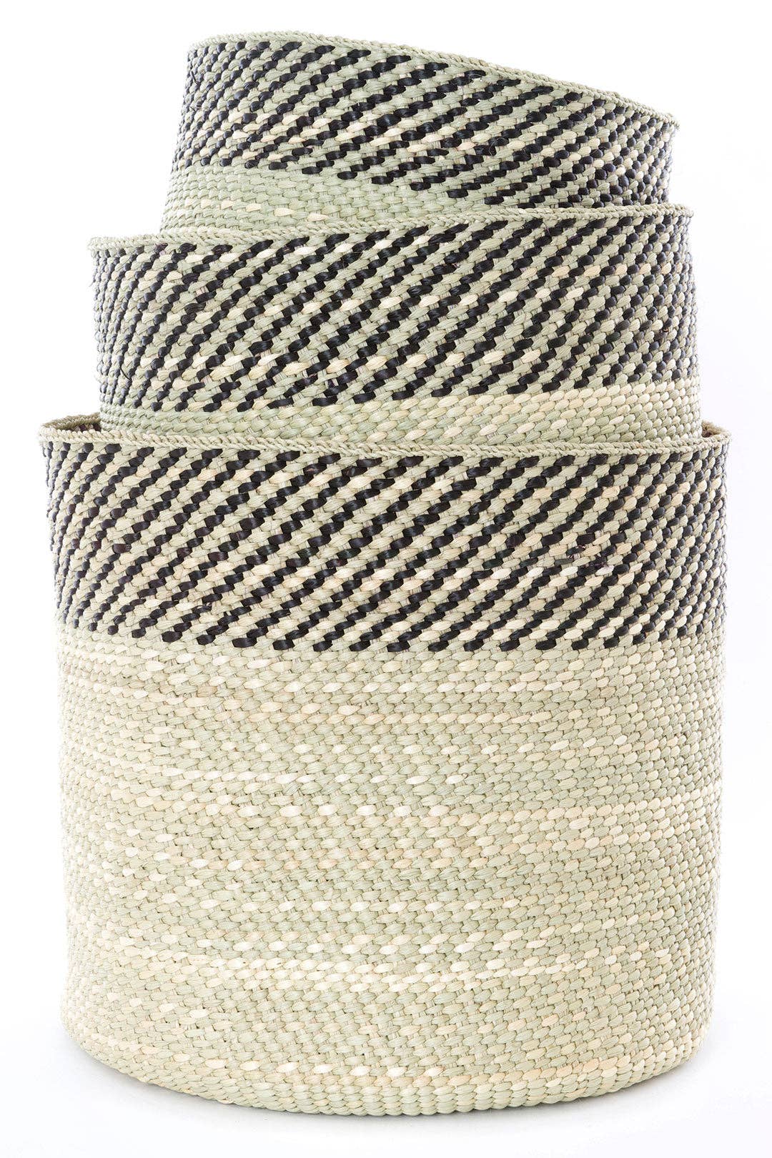 Black and Natural Kupanda Iringa Basket - Large: TZB16C Large
