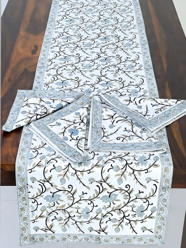 Silver Floral Table runner