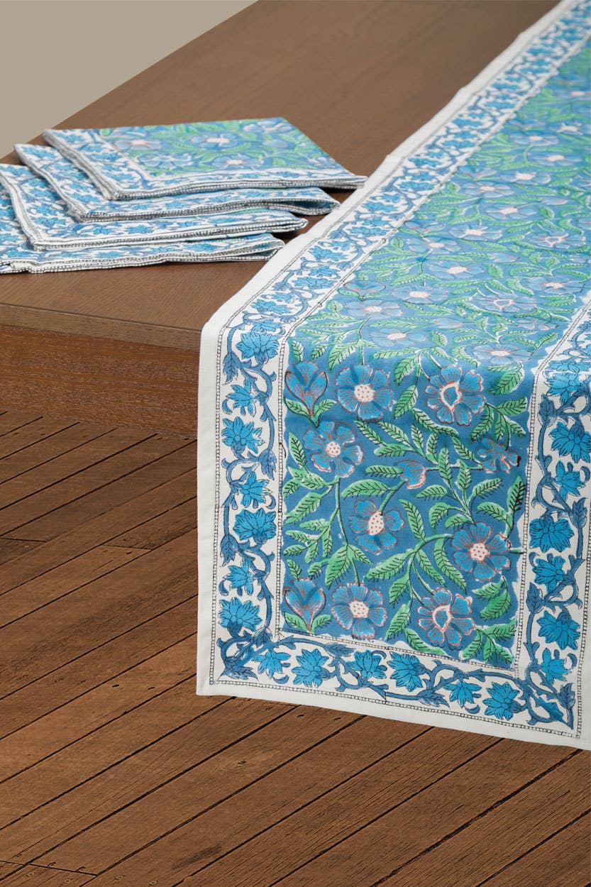 Sage & Blue Table Runner