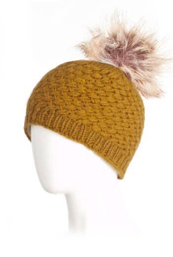 Palermo - women's wool knit beanie: Ocre