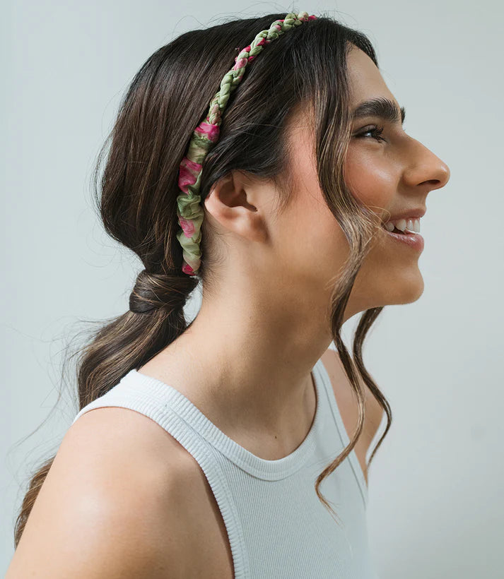 Priya Single Braided Headband - assorted upcycled sari fabri