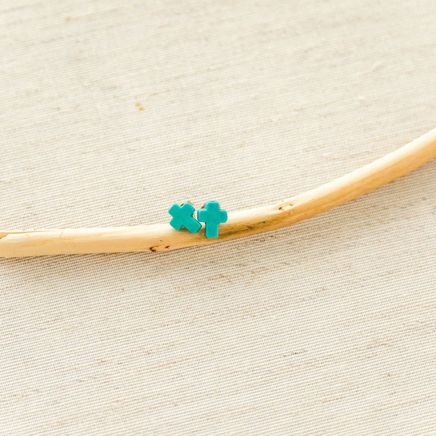 Turquoise Faithful Cross Studs