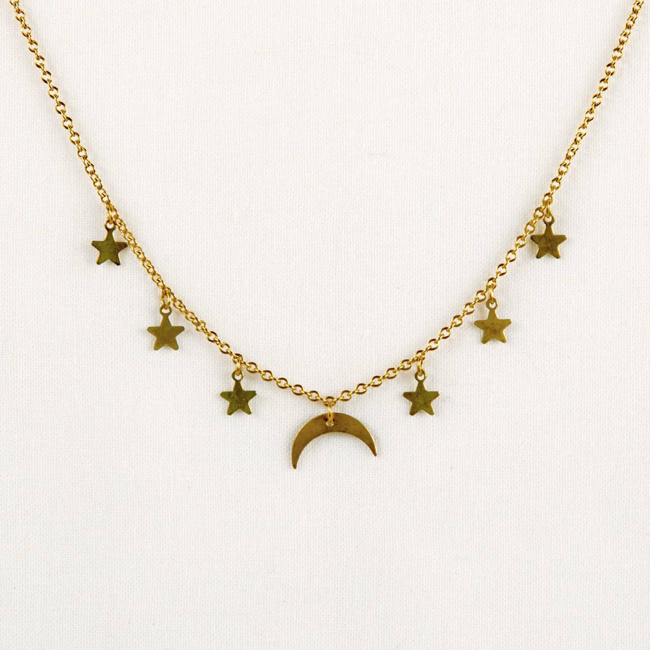 Moon and Stars Necklace: Gold