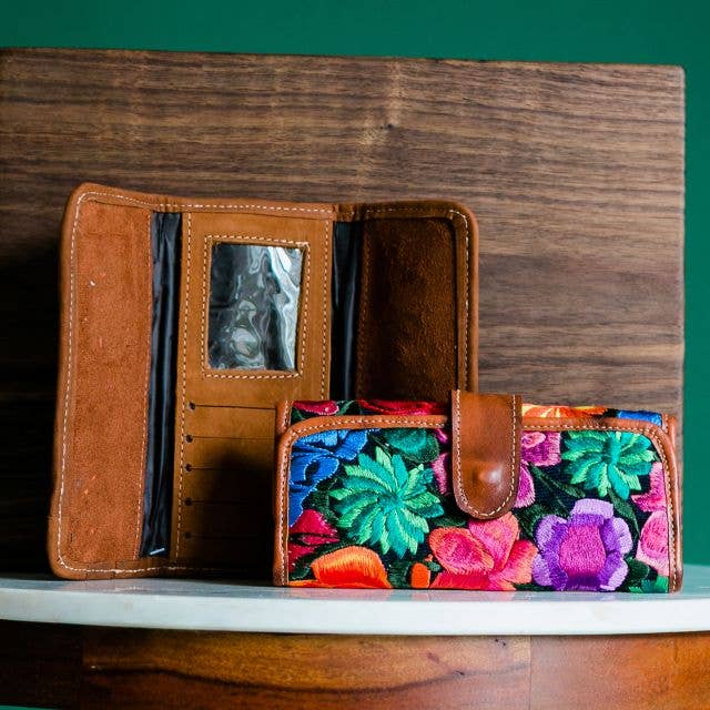 Trifold Floral Leather Wallet