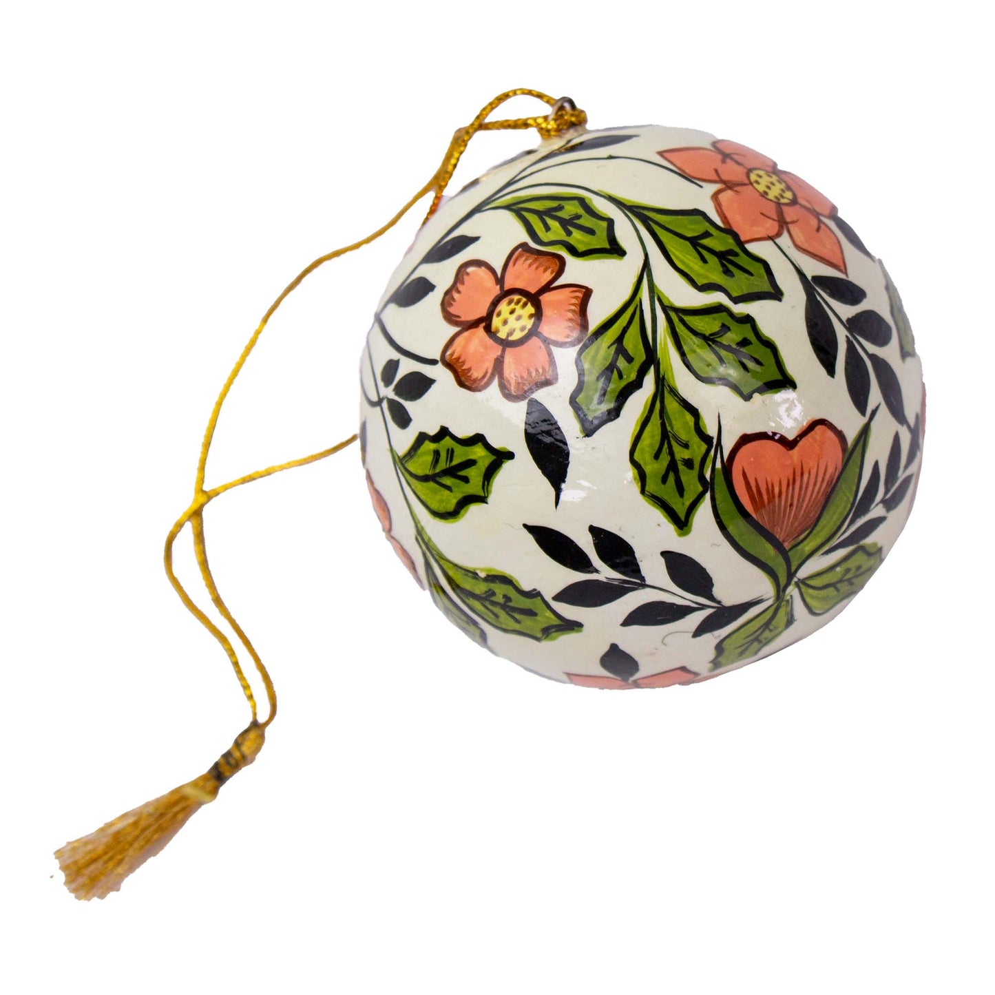 Handpainted Ornament Soft Pink Flowers Verdant Greenery