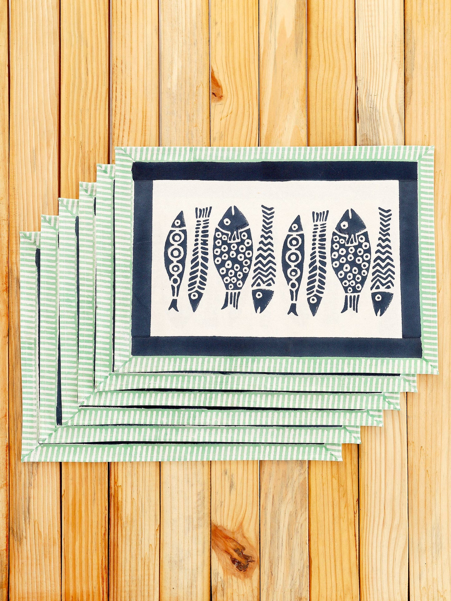 Fish Placemats Navy/Mint