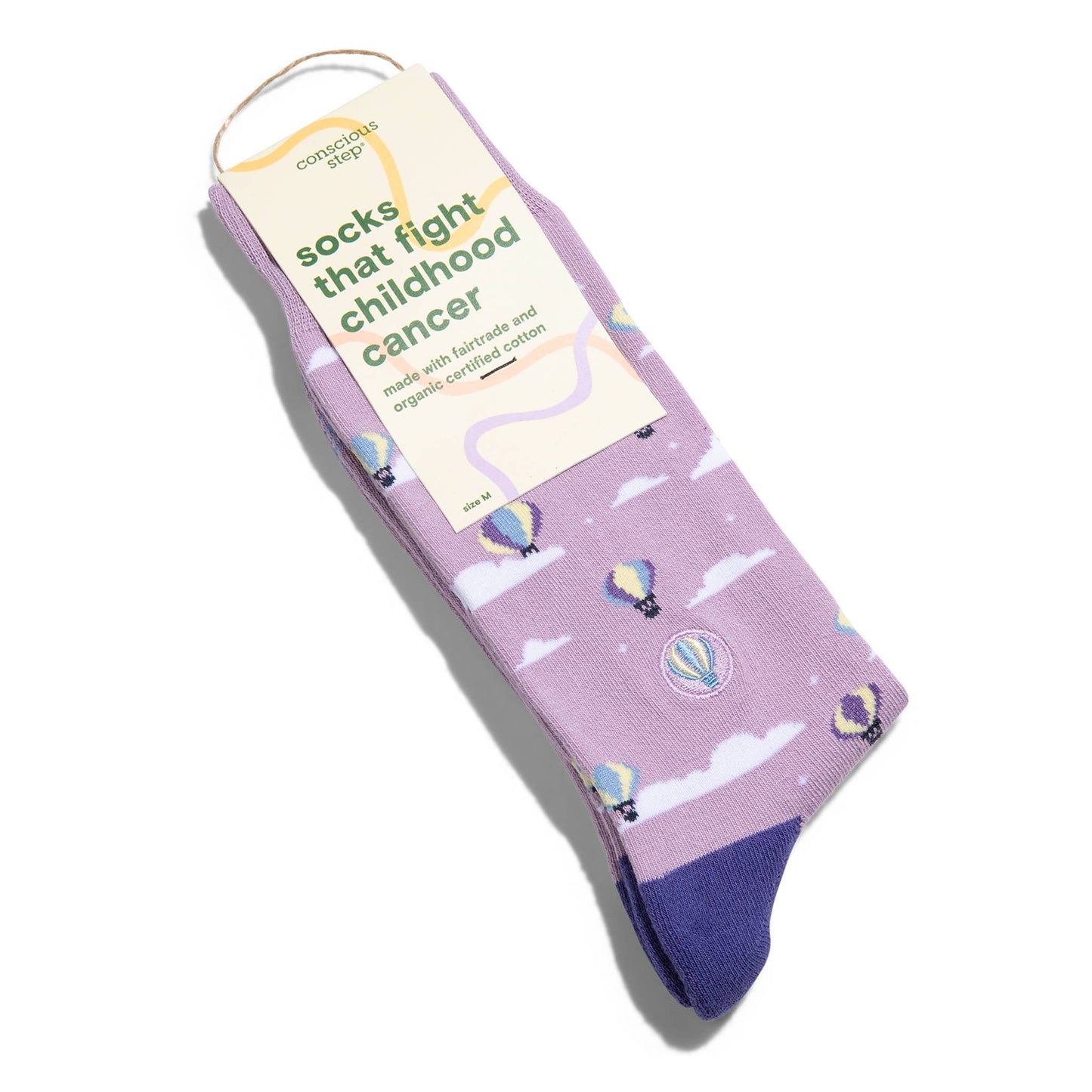 Socks that Fight Childhood Cancer: Purple Hot Air Balloons