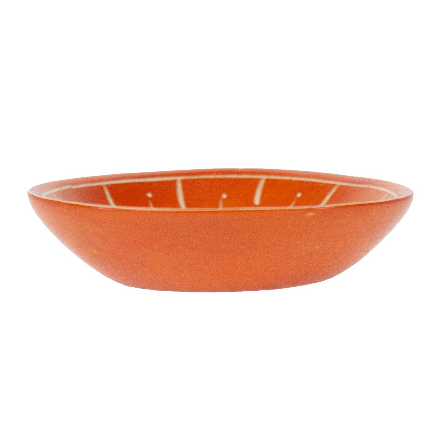 Painted Soapstone Carved Dish, Orange Etching