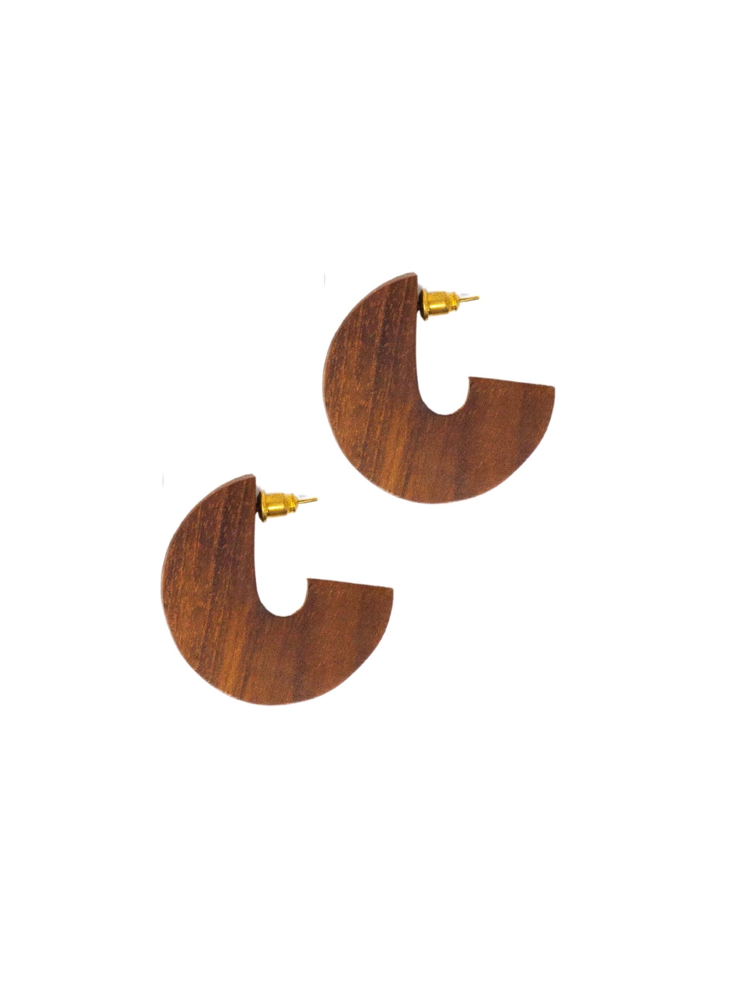 Wood Disc Earrings - Teak Wood: Small 1.1/4"