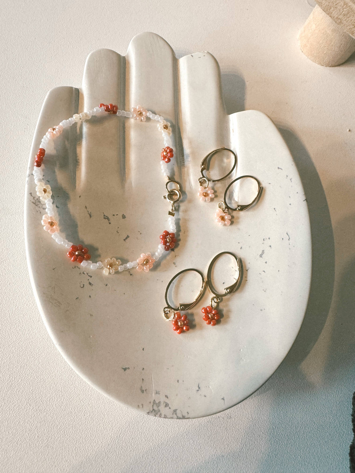 Dainty Daisy Hoop Earrings: Dark Pink
