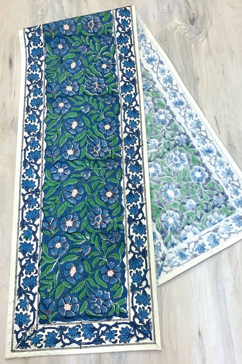 Sage & Blue Table Runner