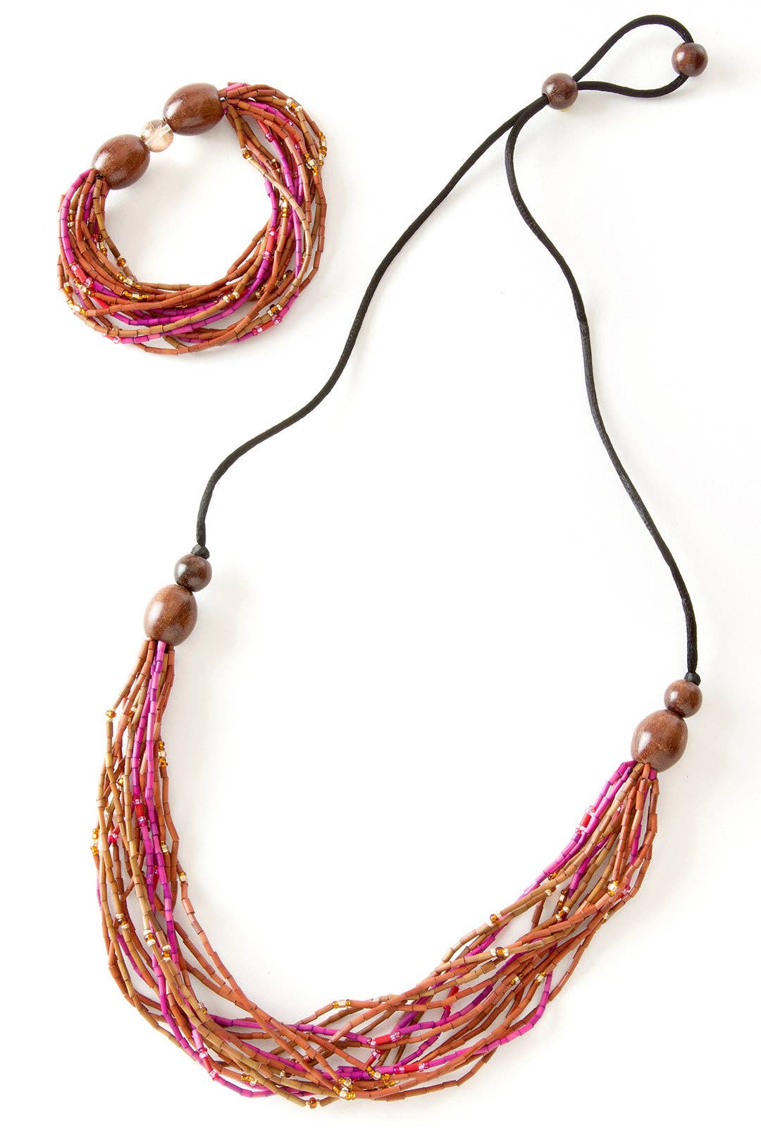 Cinnabar Multi-Strand Zulugrass & Acacia Wood Bracelet