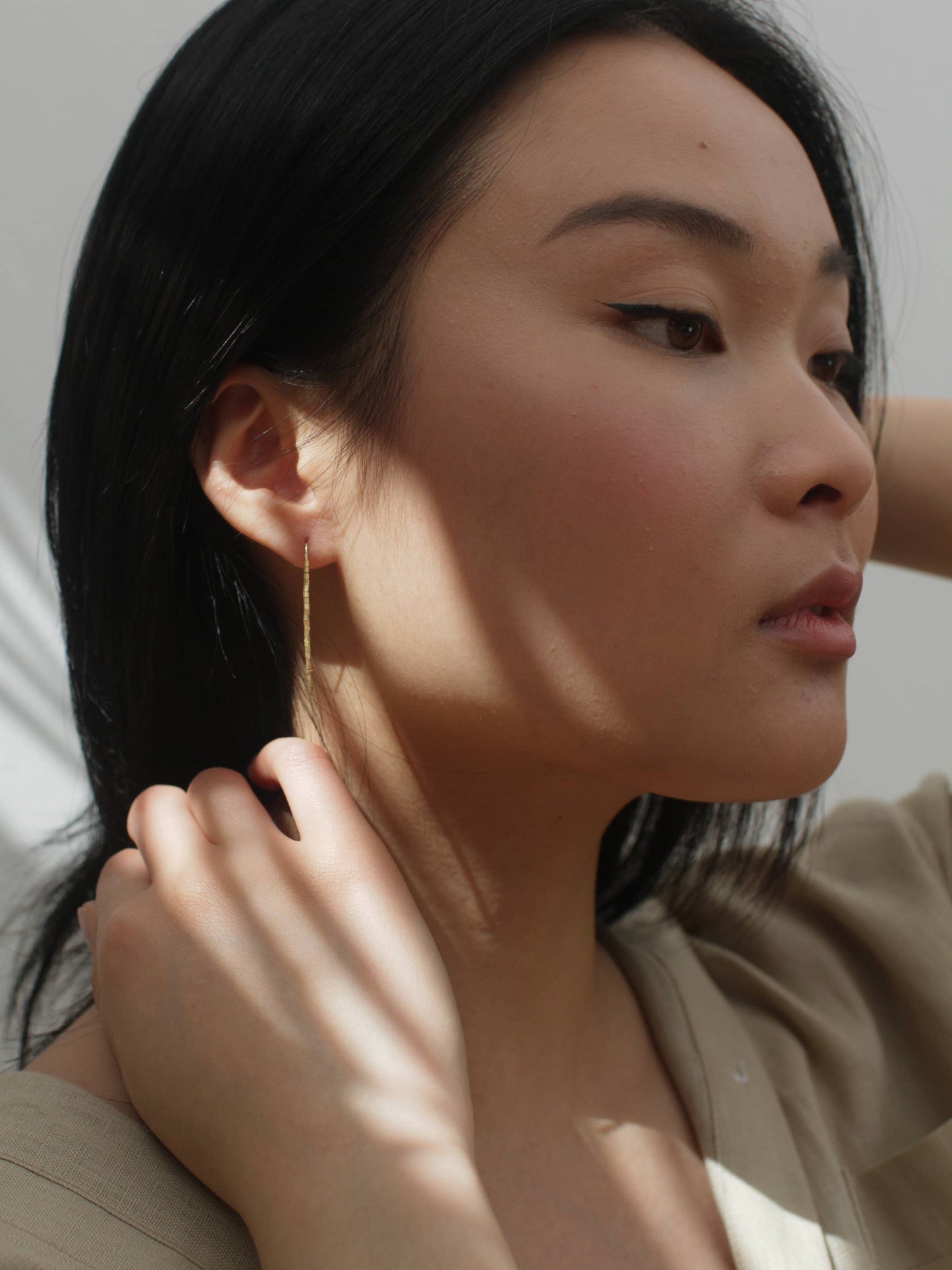 Gold Beaded Threader Earrings