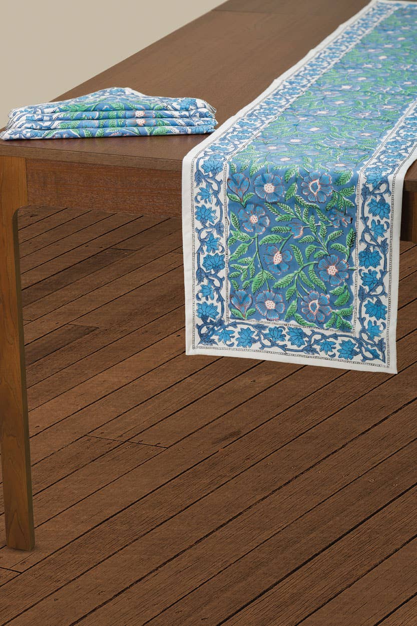 Sage & Blue Table Runner