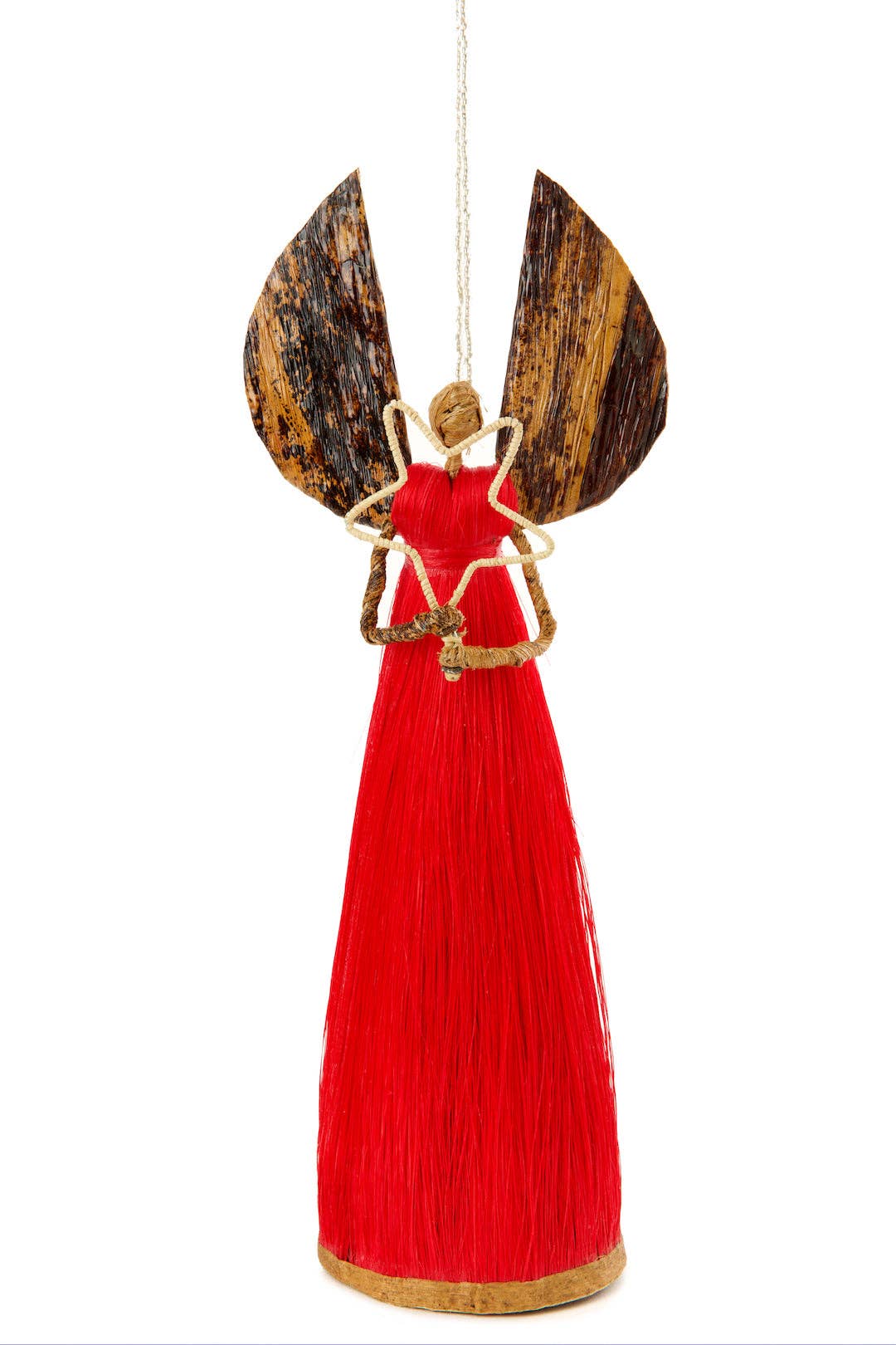 10" Red Sisal Angel of Love & Light Holiday Sculpture