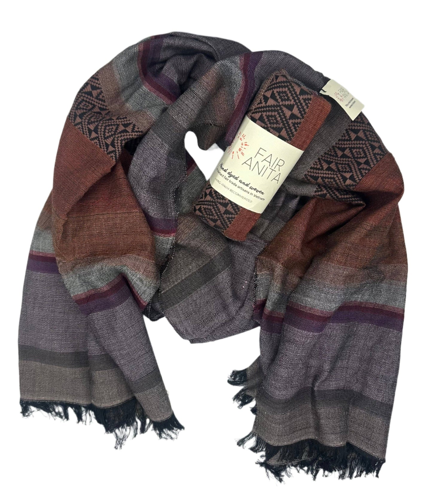 Woven Cotton Scarf - Patterned Purple Sunset