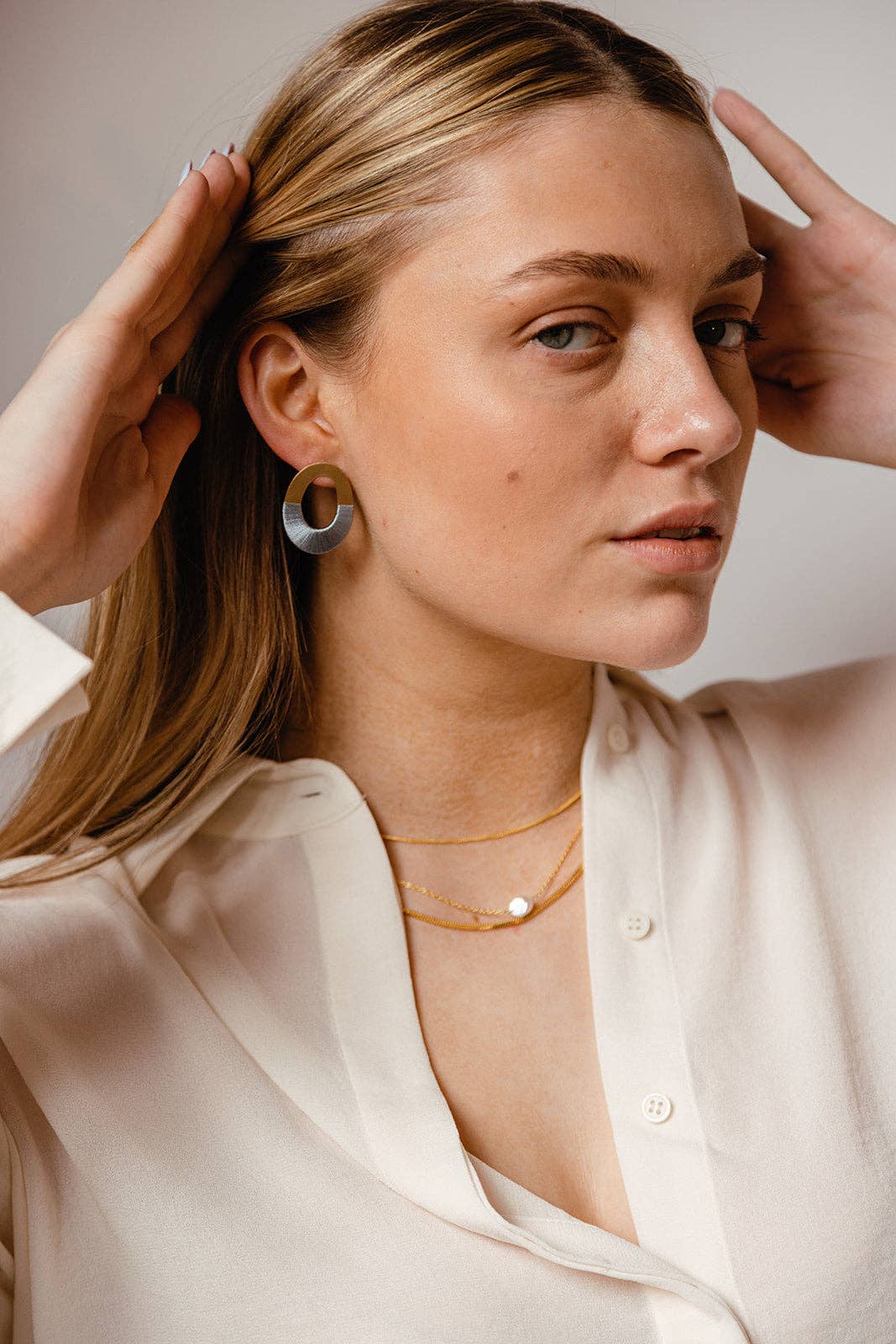 Oblong Form Earrings - Four Colors: Bluestone Thread