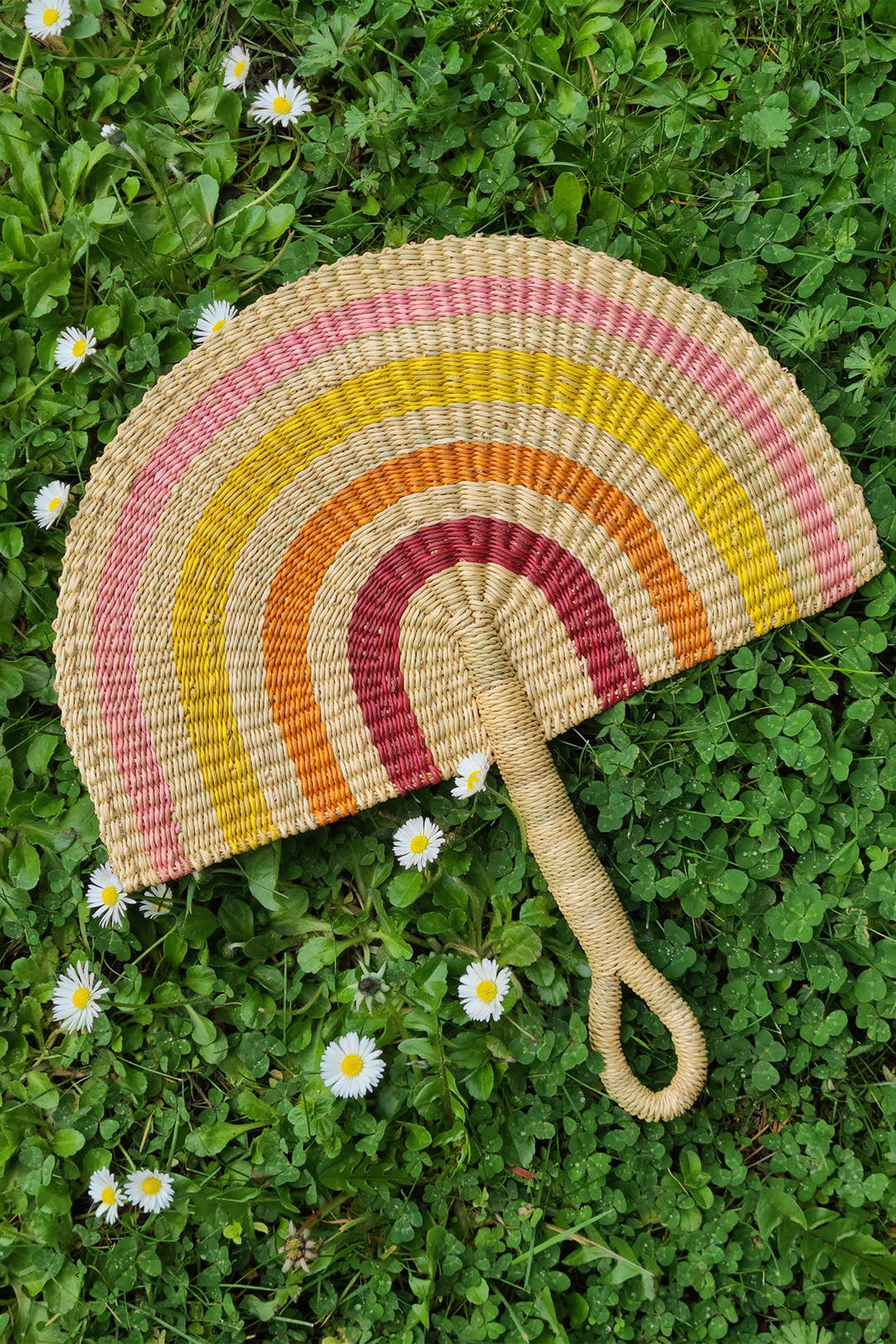 Sunset Elephant Grass Half-Moon Hand Fan