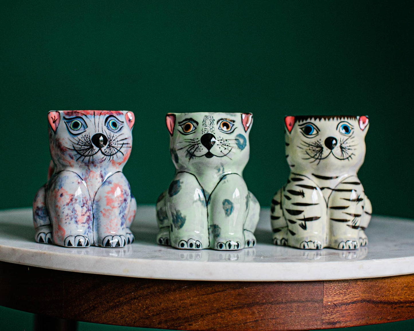 Hand-Painted Fair Trade Guatemalan Ceramic Cat Coffee Mug