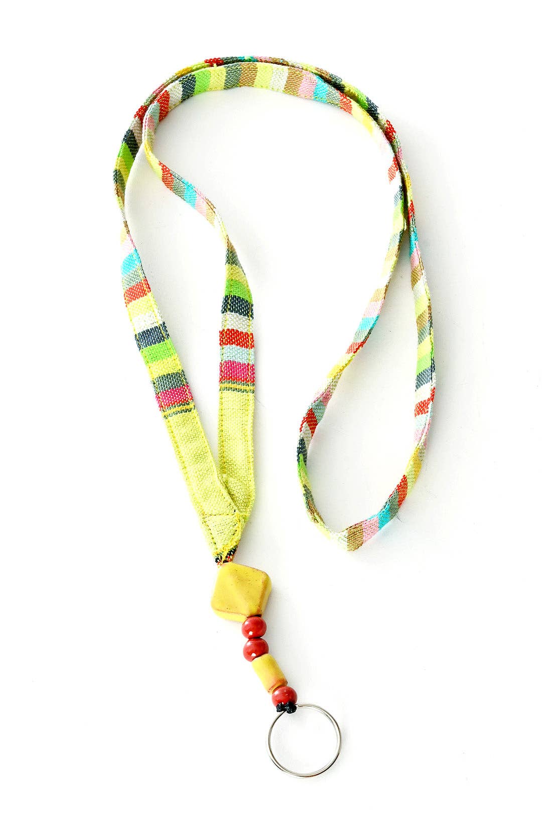Assorted Colorful Kikoy & Ceramic Bead Lanyard