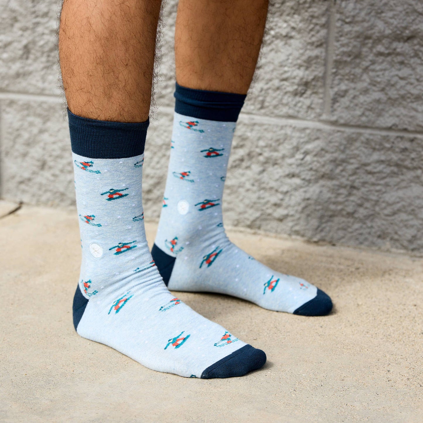 Socks that Support Youth Sports (Blue Skiers & Snowboarders)
