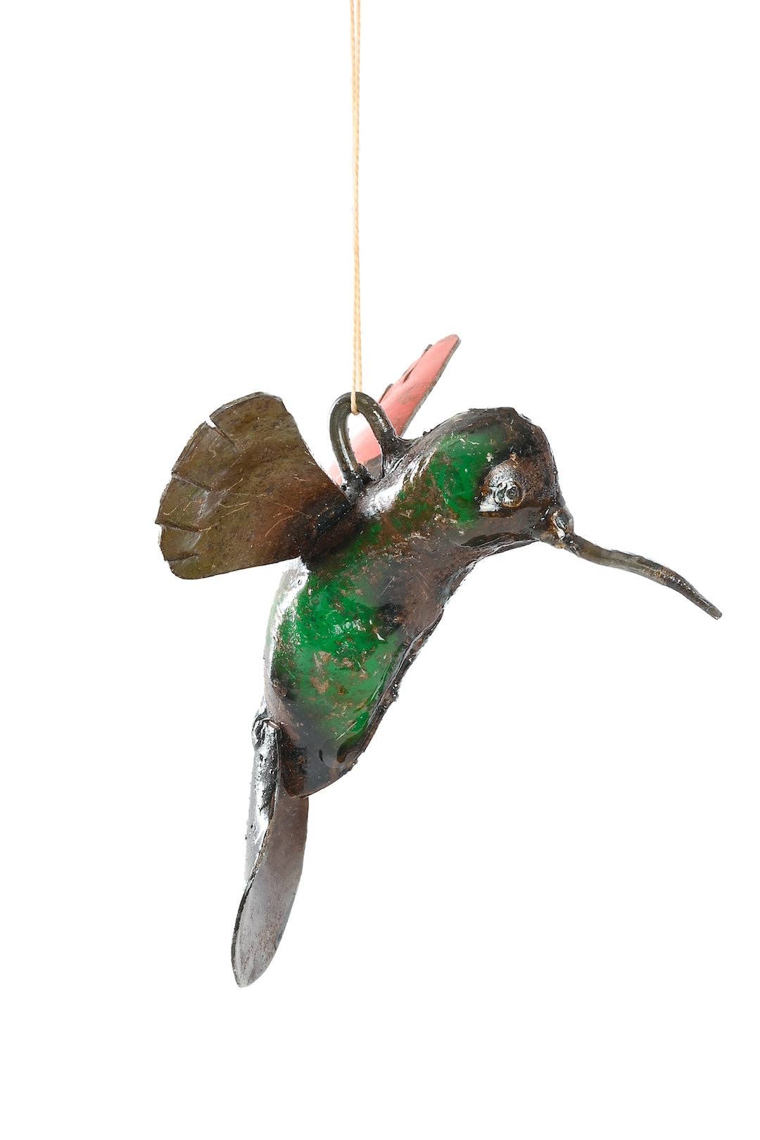 Recycled Metal Hummingbird Hanging Decoration Ornament