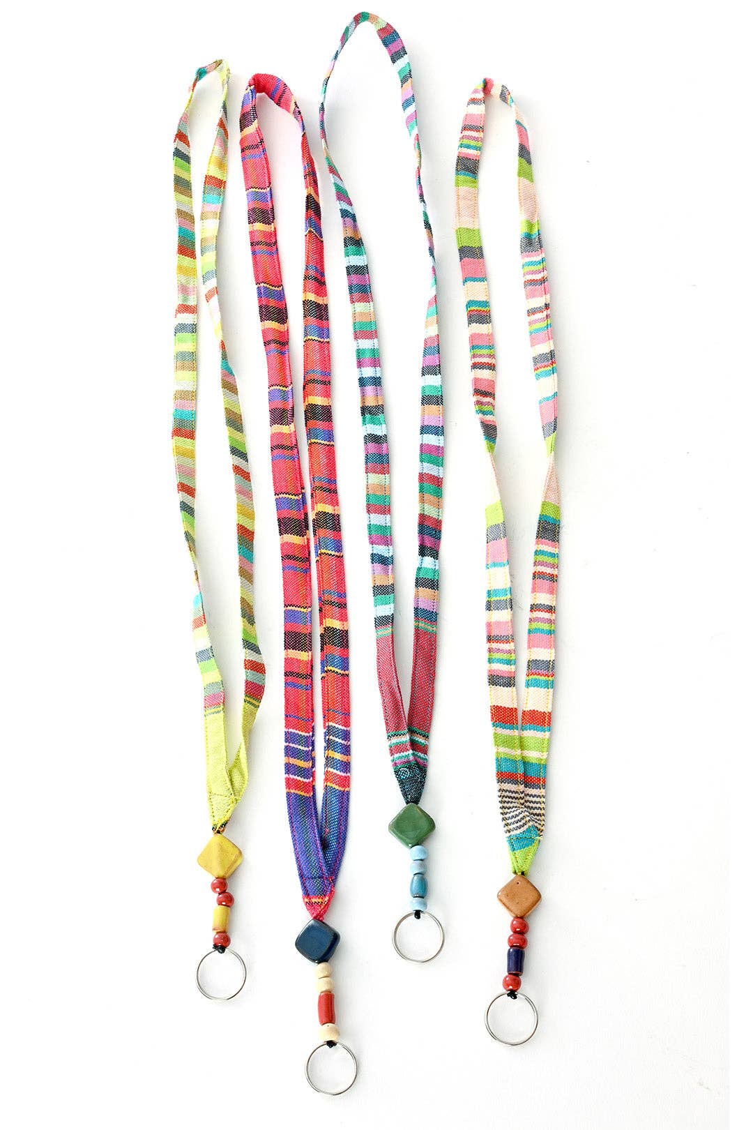 Assorted Colorful Kikoy & Ceramic Bead Lanyard