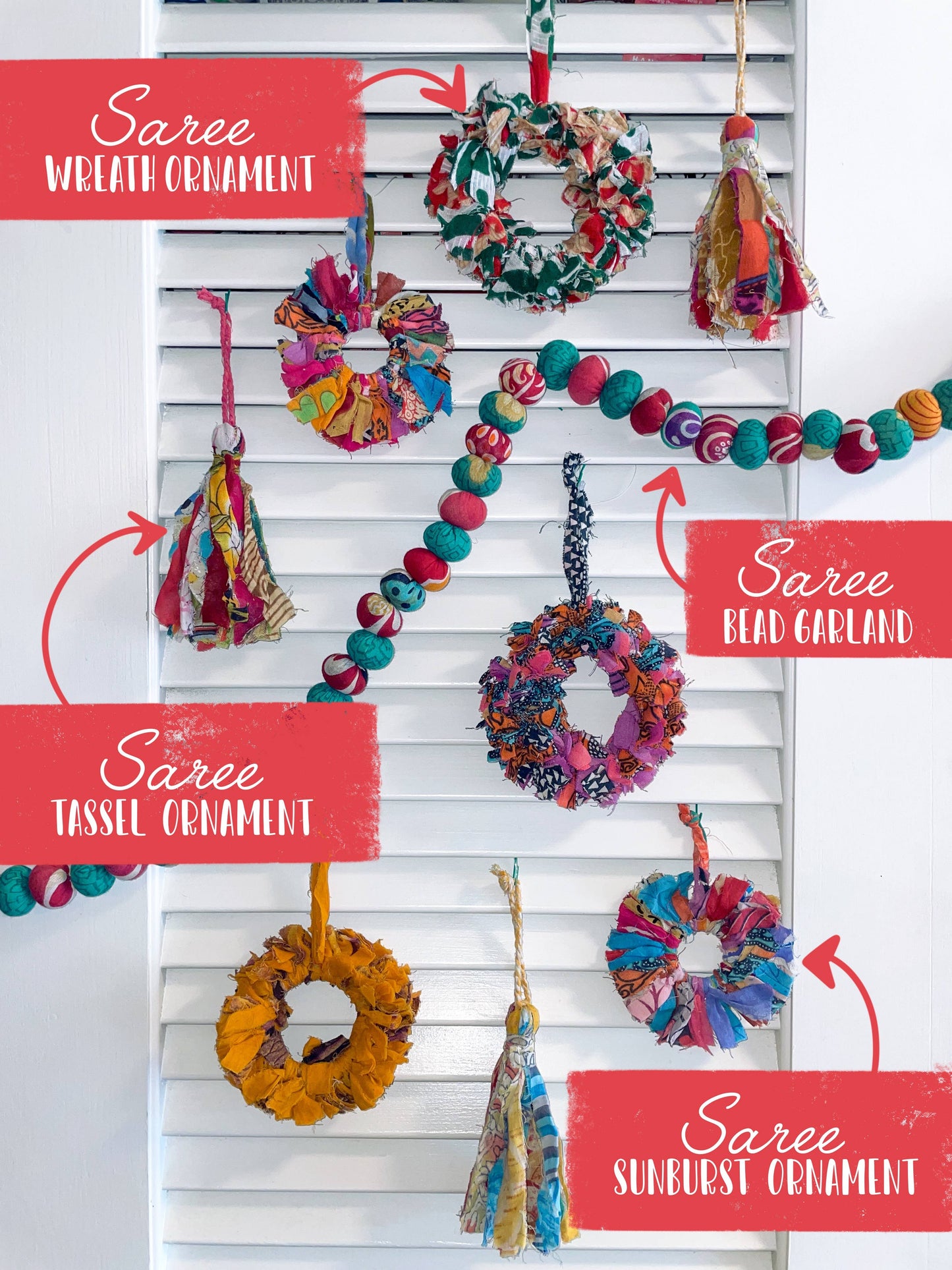 Saree Christmas Ornament | Wreath | Small
