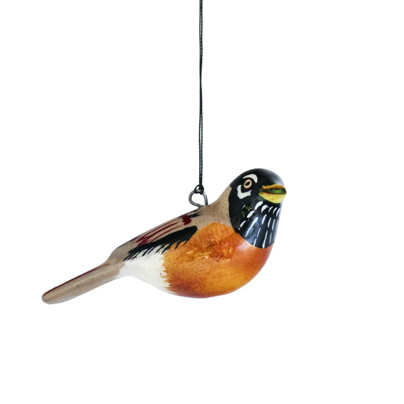 Hand-Carved Bird Ornament - American Robin