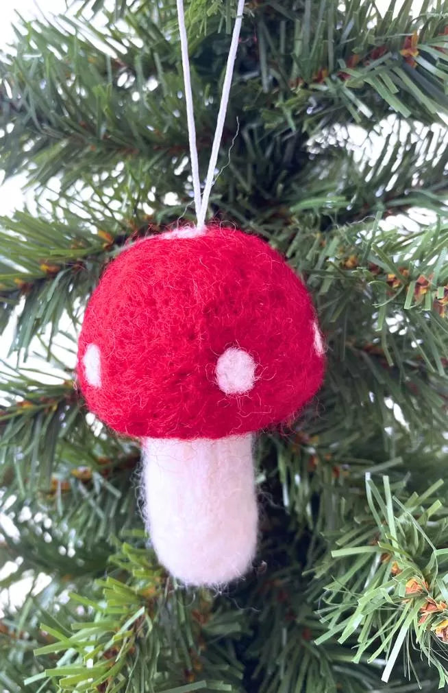 Felted Mushroom Ornament