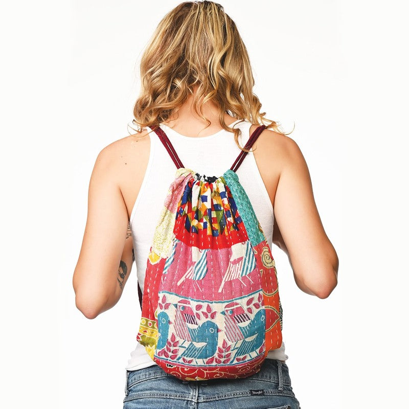 Kantha Drawstring Knapsack