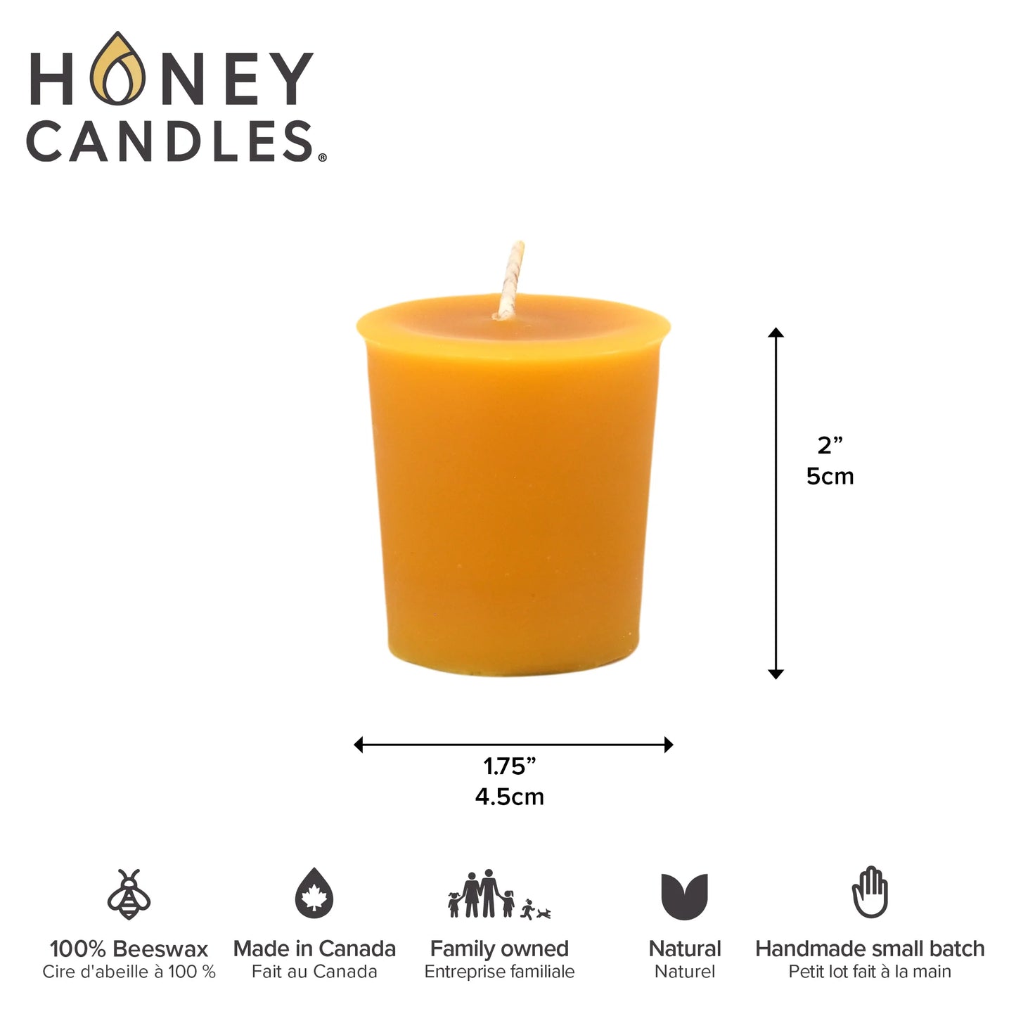 Natural Beeswax Votive Candle 2"