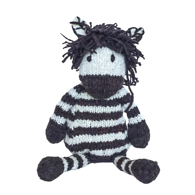 Hand Knit Homespun Wool Safari-Style Zebra