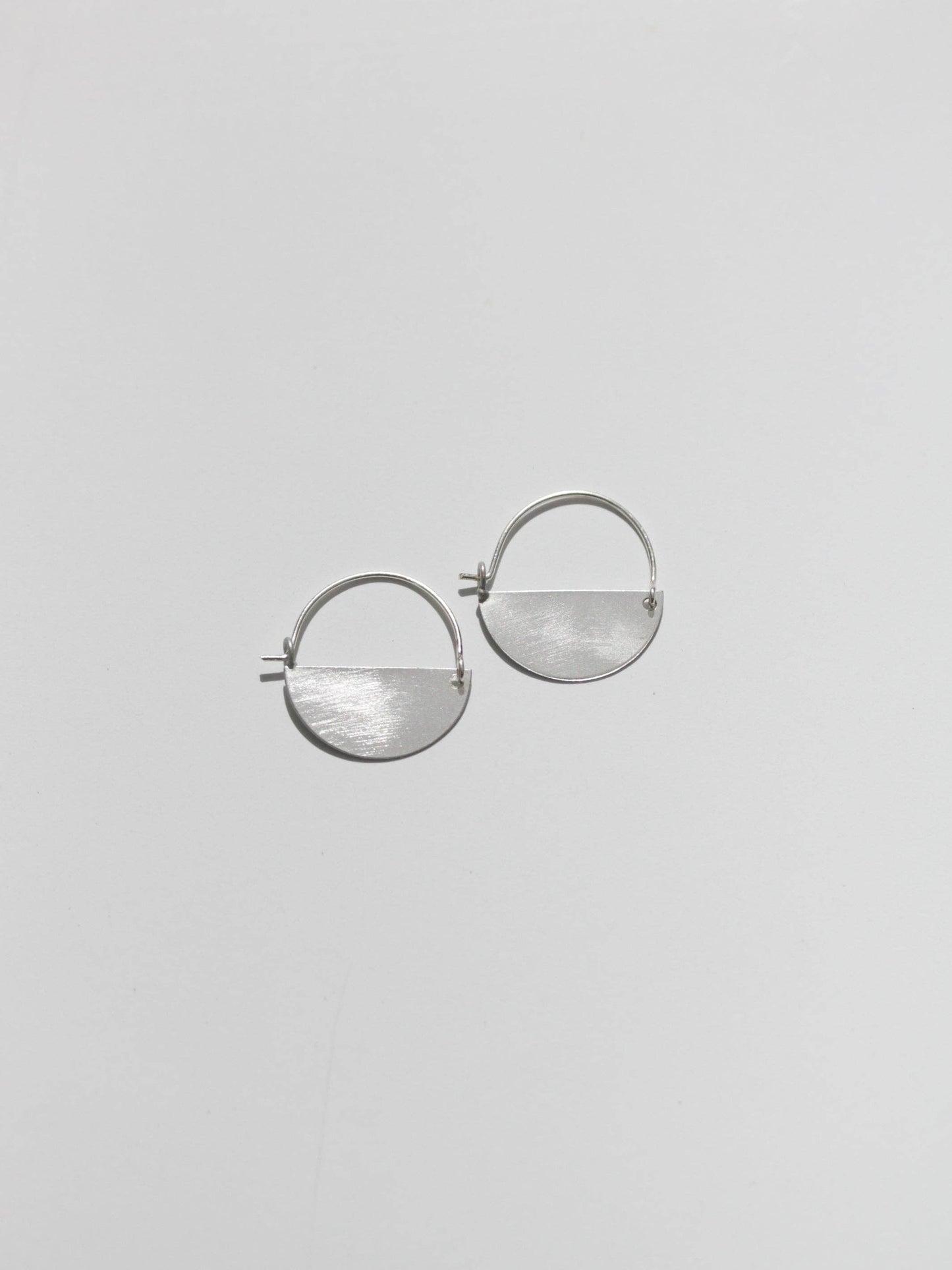 Matte Silver Half Moon Earrings: Small - 1.5"
