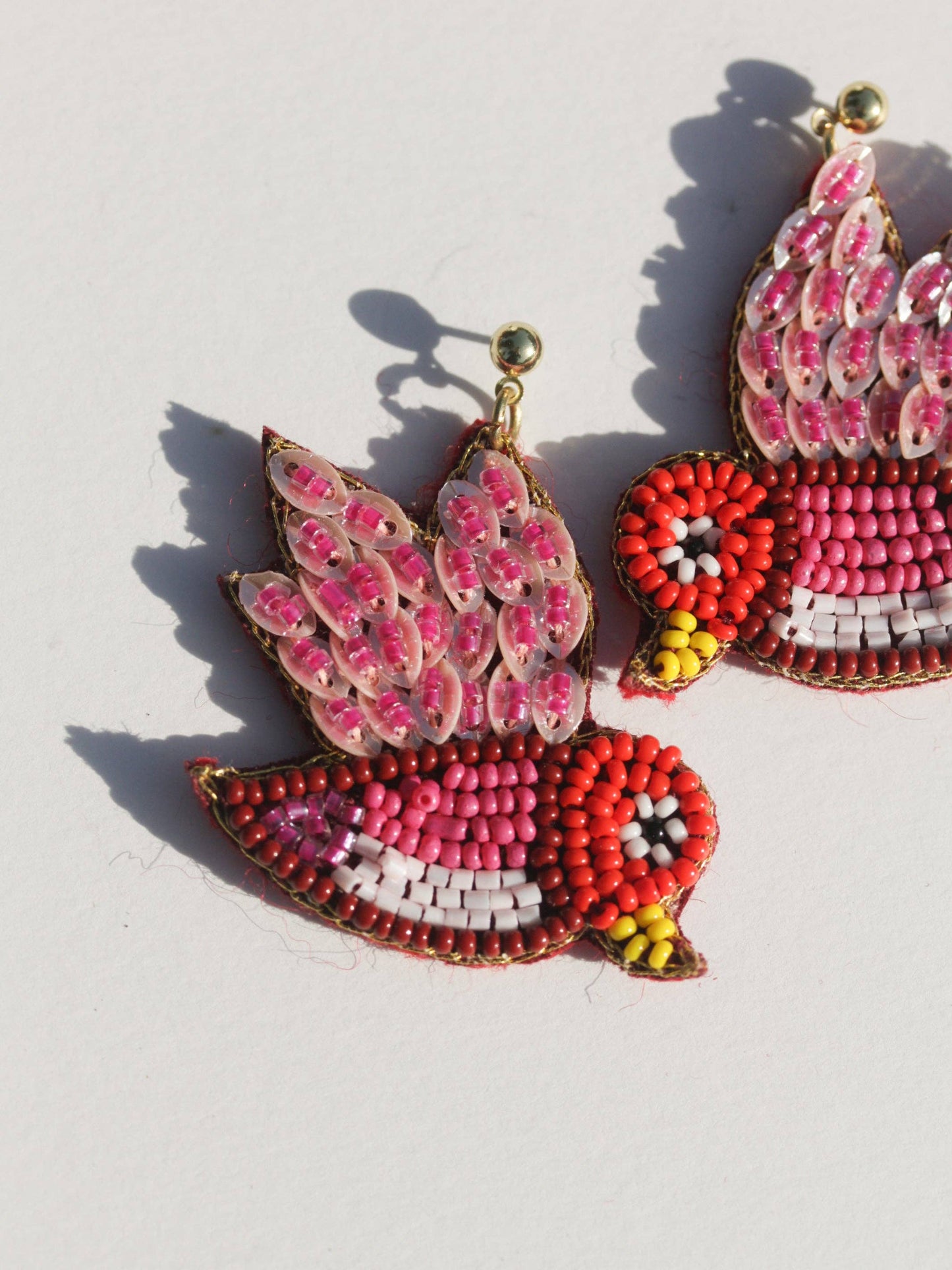 Beaded Bird Earrings