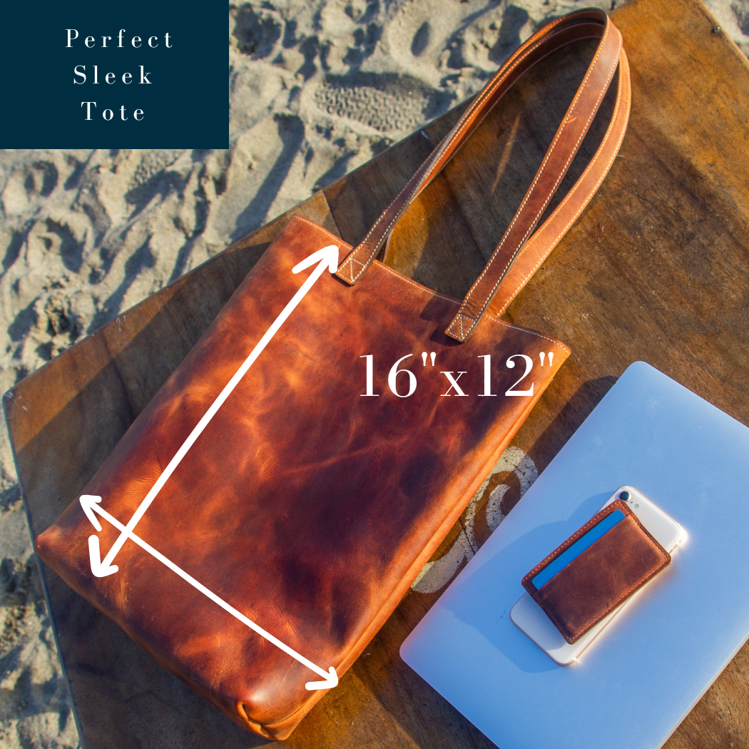Tote in Leather / Brown / Fair trade Handmade Artisanal: Saddle Brown