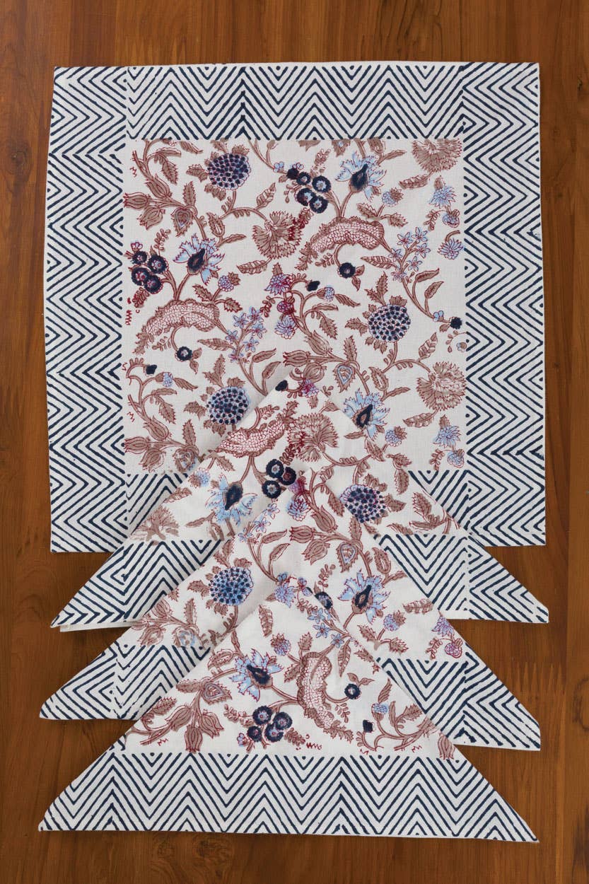 Navy & Mauve Floral Napkin