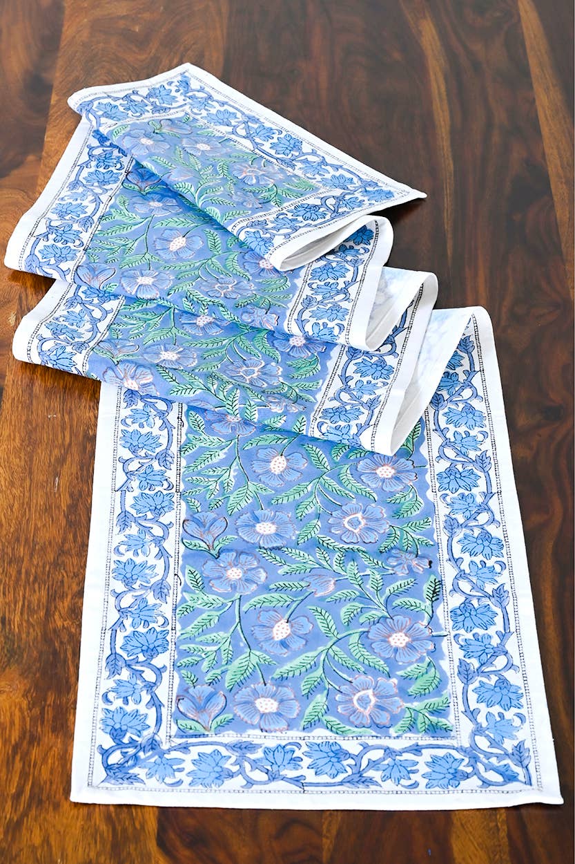 Sage & Blue Table Runner