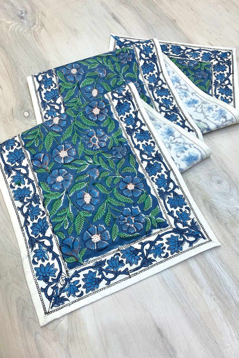 Sage & Blue Table Runner